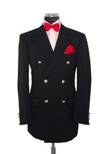 Hugo Boss Super 100's Zweireiher Sakko Schwarz Gr.48 Neuwertig