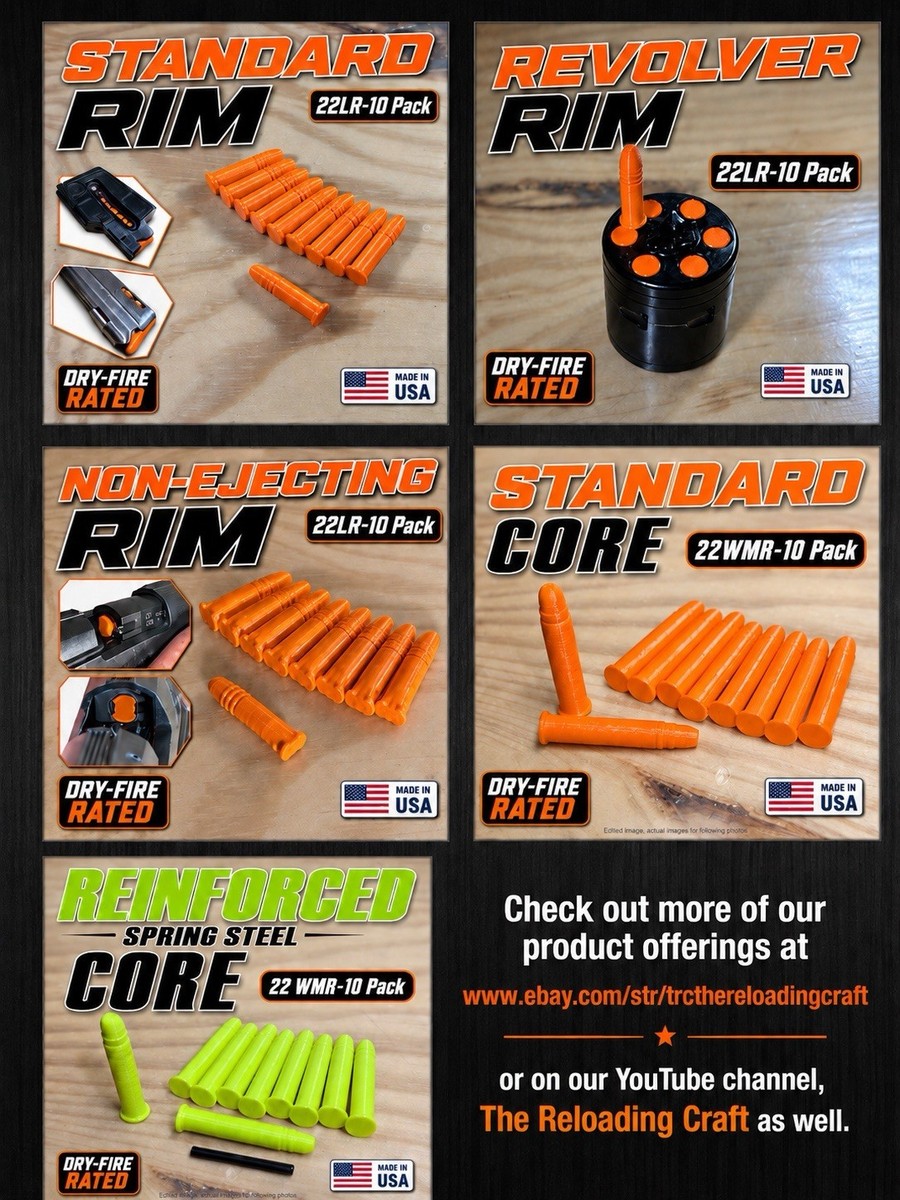 10 Pack - DRY FIRE RATED 22LR Snap Cap NON-EJECTING - TPU - Inert