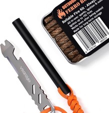 Ferro Rod Fire Starter Survival Tool   All-in-One Flint and Compact, Orange