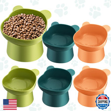 Hsei 6-Pcs 15  Elevated Cat Food Bowls Anti-Vomiting Raised Tilted Dishes