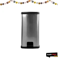 Mainstays Kitchen Trash Can, 13.2 Gallon Plastic Step Garbage Bin,Lid, Silver