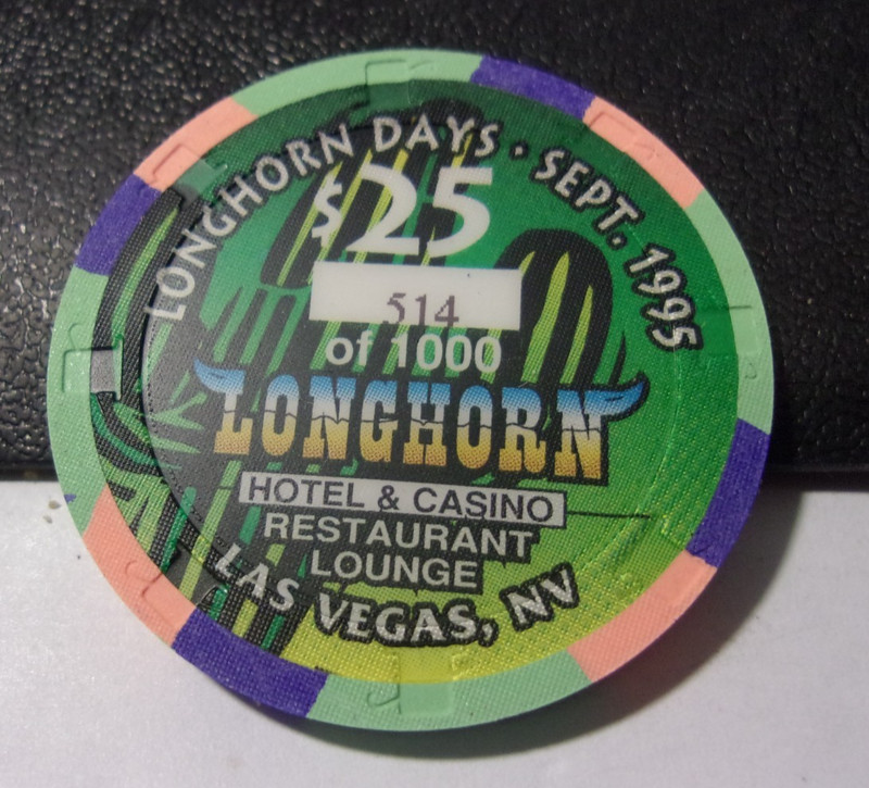 LONGHORN HOTEL CASINO $25 (LTD 514/1000) gaming poker chip - Las Vegas, NV