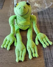 RARE Aqua Lily Pad Tadpole Frog Bean Bag Plush, Green Weighted Advertising 