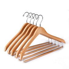 Quality Hangers Wooden Beautiful Sturdy Suit Coat 17", Natural