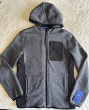 APT. 9 Kohl's Men's Sweater Fleece Sherpa Lined Hooded Zip Gray Black Size S NWT