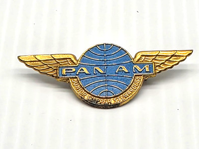 Vtg PAN AM Airlines Junior Clipper Stewardess Flight Attendant Metal Wings Pin 