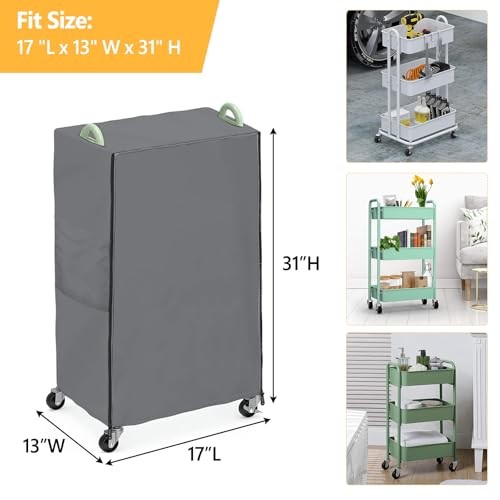 Utility/Supply Cart Cover with Storage Bag,Fit for Rolling Cart,Waterproof Gray - Picture 3 of 8