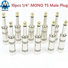 10pcs 1/4 MONO TS Heavy Duty Male Audio Speaker Guitar Cable Connector Plug Jac