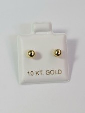 10k Yellow Gold Screw back Earrings Studs Round Ball 4MM Women Kids Baby