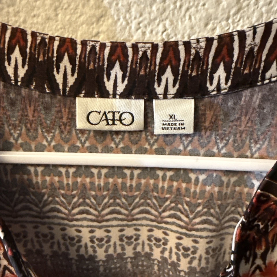 Cato Womens Top Geometric Print Stretch Knit 3/4 Sleeve Plus Tunic NWOT . SZ XL - Изображение 2 из 3