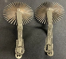 Antique CHILEAN HUASO Spurs, 45 Espuelas, 5" Rowels, 9" Long, SINGING Boot Spurs