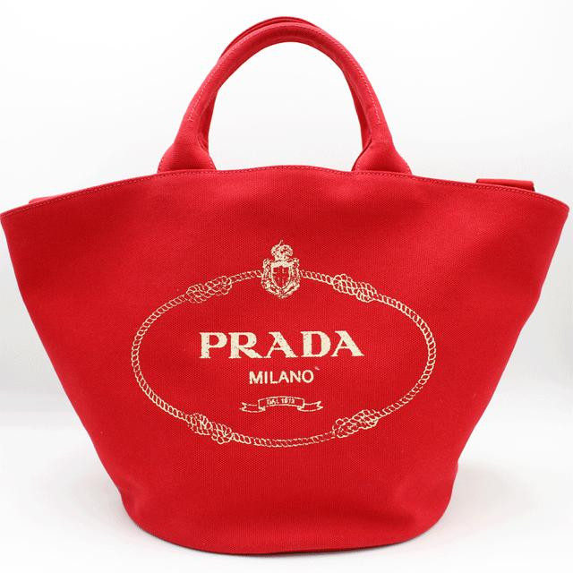 PRADA Authentic Canapa shopping bag Color ROSSO Material Cotton  