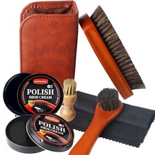 Black Brown Shoe Polish Kit Saddle Soap Mink Oil Leather Shine Conditioning