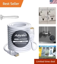 Heavy Duty 250 Ft White Cat 6 Ethernet Cable - Supports 10 Gbps & Weatherproof