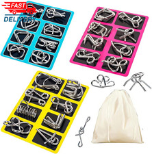 Metal Wire Puzzle Set of 24 with Pouch,Brain Teaser IQ Test Disentanglemen Iron