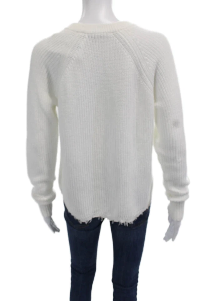 Suéter Pullover Algodón Para Otoño Cachemira Unisex Blanco Cuello Redondo Talla M Foto 3 de 4