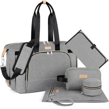 Diaper Bag Tote for Baby 7Pcs - Large Mommy Bag with Portable Changing Pad, P...