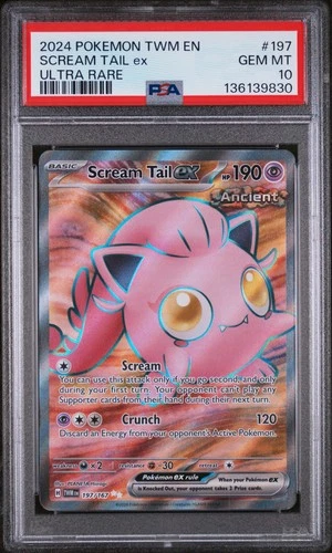 2024 POKEMON TWM EN-TWILIGHT MASQUERADE ULTRA RARE #197 SCREAM TAIL EX PSA 10