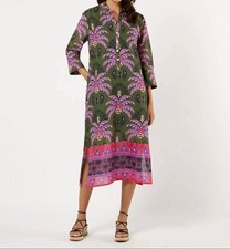 Jude Connally Kallan Midi Dress Decorative Frond Loden