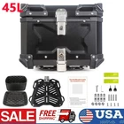 45L Aluminum Trunk Motorcycle Top Case Universal Luggage Storage Tail Box Black