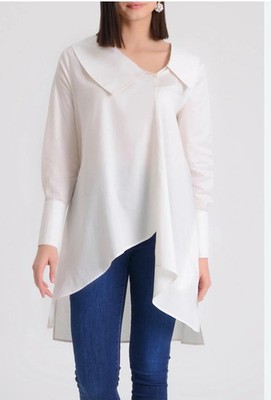    Women's Dorette Asymmetric Tunic Harshman size 2XL 100% Cotton Ivory $226 New