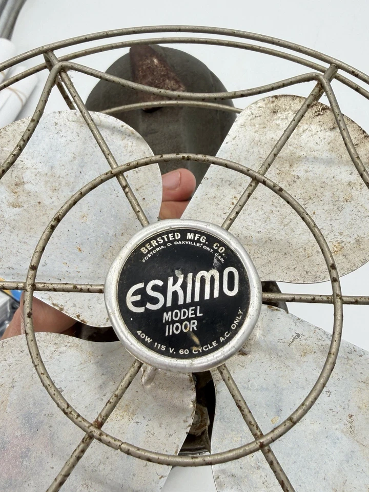 Vintage Eskimo Model 1100R Electric Adjustable Metal Desk Fan 1940s Works - Image 4 of 4