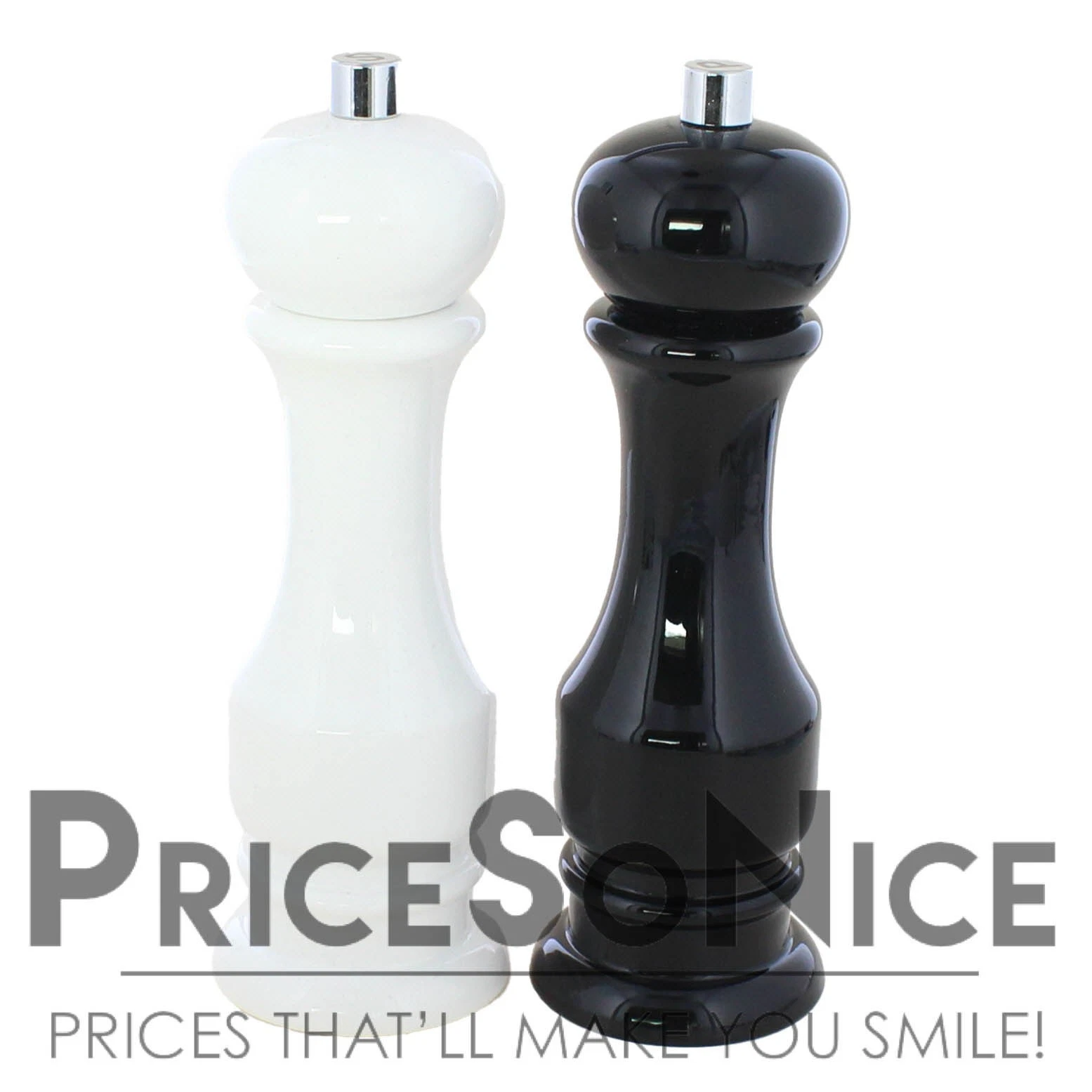 Williams Sonoma Black & White Salt & Pepper Mills Set, 7", MSRP $120