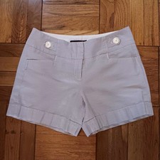 The Limited Cassidy Fit Gray/White Striped Shorts Button Accent 100 Cotton Sz 6