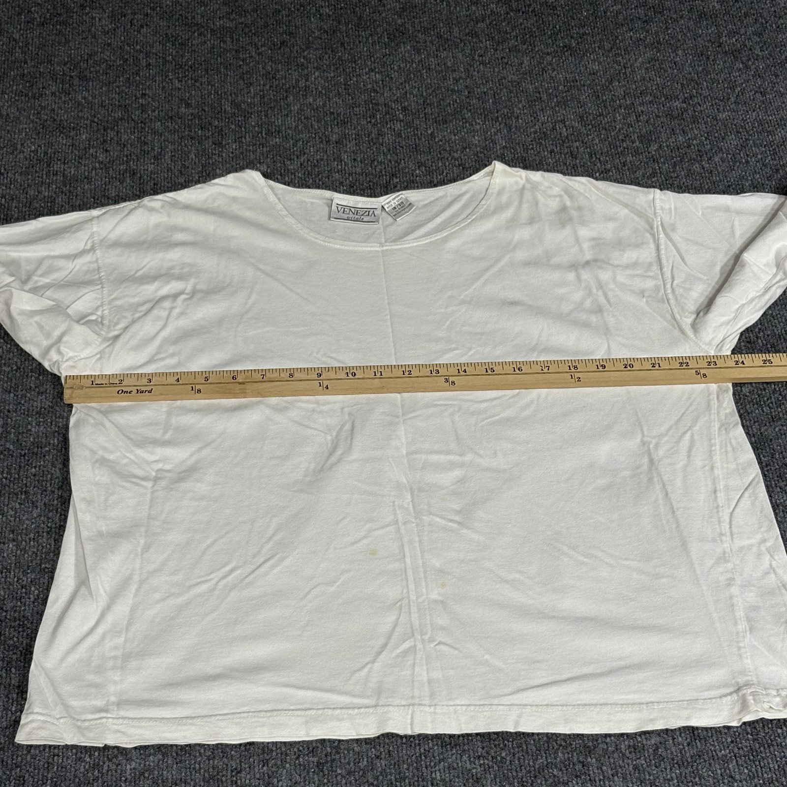 Venezia Shirt Womens 18/20 White Oversized Crewneck 3/4 Sleeve Cotton Israel