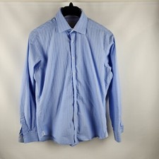 Ted Baker Shirt Mens 16.5- 36/37 Endurance Long Sleeve Cotton Blue Button Up