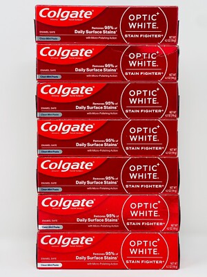 7 Colgate Optic White Stain Fighter Clean Mint Toothpaste 4.2 oz 119 g New