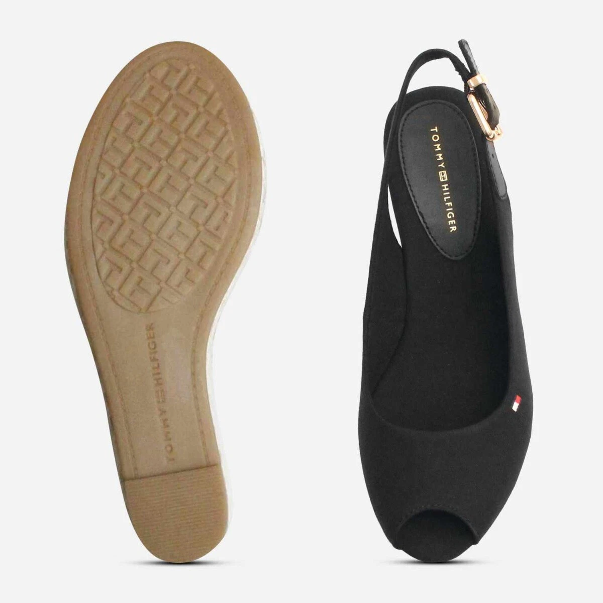 Tommy Hilfiger Elba Black Designer Wedge Sandals eBay