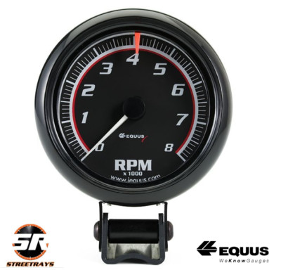 Equus E6088 Tachometer BLACK Gauge 6000 Series 0 to 8000 RPM 3-3/8'' Electric
