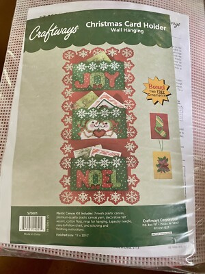 New Craftways Christmas Card Holder Wall Hanging + Bonus - Plastic Canvas Kit