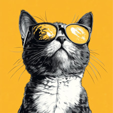 Wall Decal Sticker Cat with Sunglasses Wall Sticker 18X18cm Large
