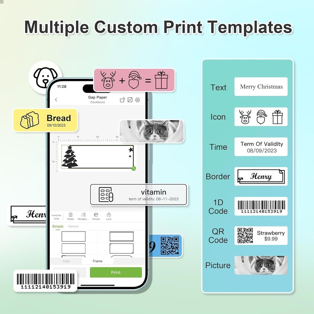 Bluetooth Label Maker P21 Wireless Mini Printer with Tape for Easy Labeling