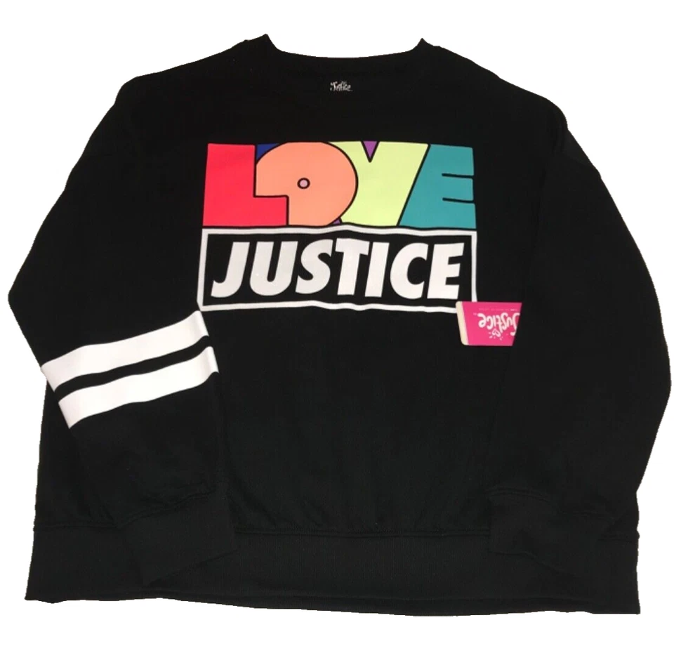 JUSTICE GIRLS NUEVA XL PLUS POLAR SUDADERA LETRAS BRILLANTES AMOR GRÁFICO Foto 2 de 4