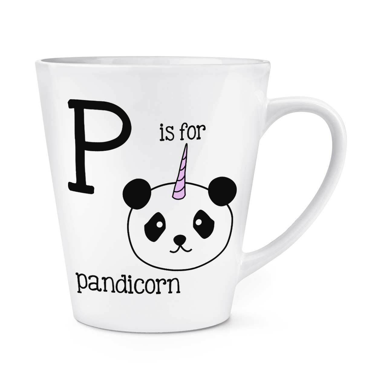 P Is For Pandicorn 12oz Latte Mug Cup - Panda Unicorn Alphabet Funny