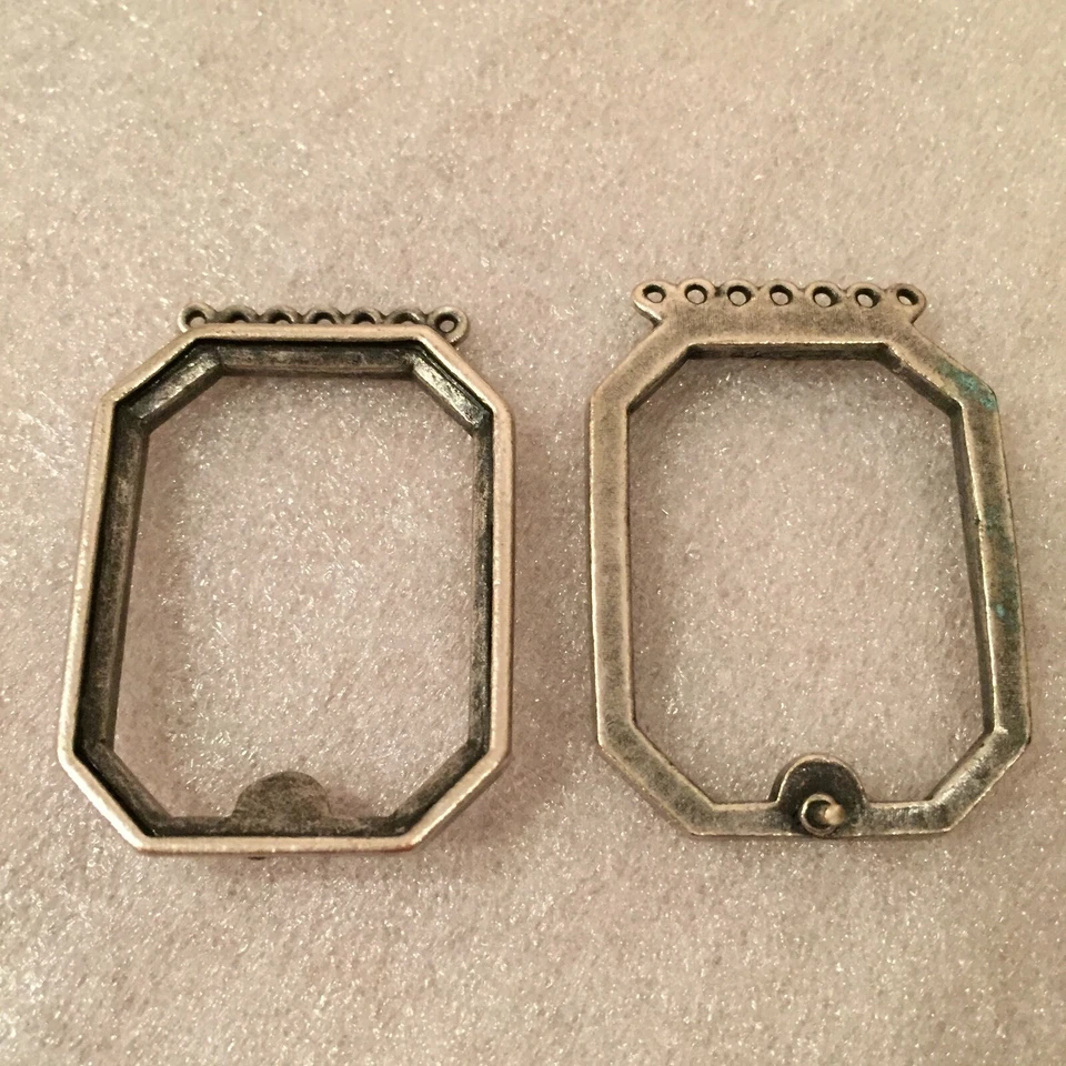 F36 Vintage Alemán 40x30mm Hematita/Vidrio Facetado Negro Octágono con Montaje (1 Juego) Foto 3 de 3