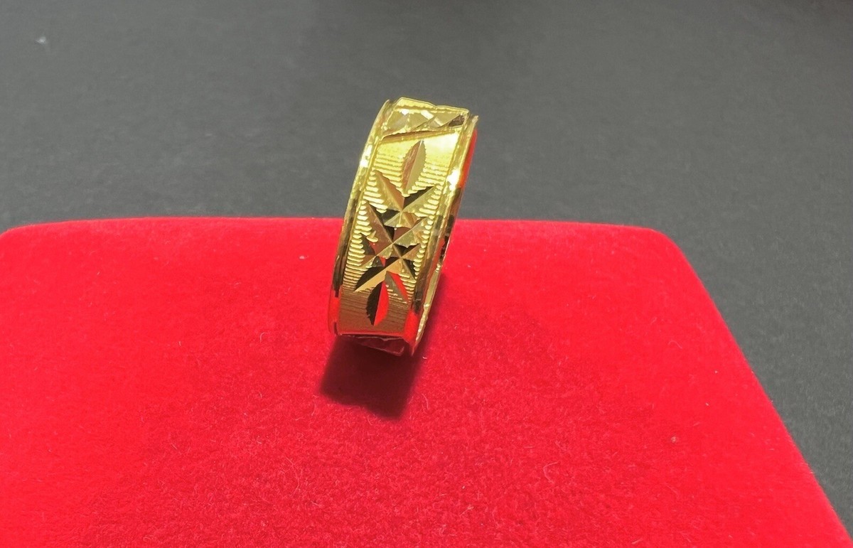 24K Yellow Gold Flat Shape Unisex Design Ring | eBay