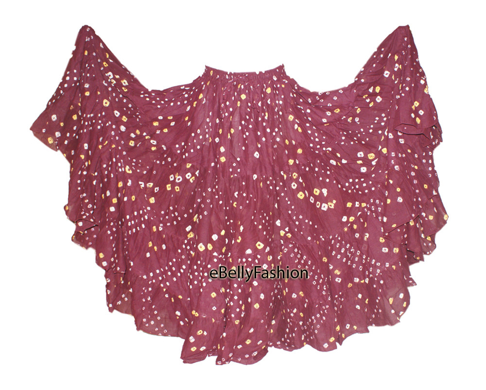 BURGUNDY Cotton JAIPUR 25Yard 4Tier Gypsy Skirt Belly Dance Tie