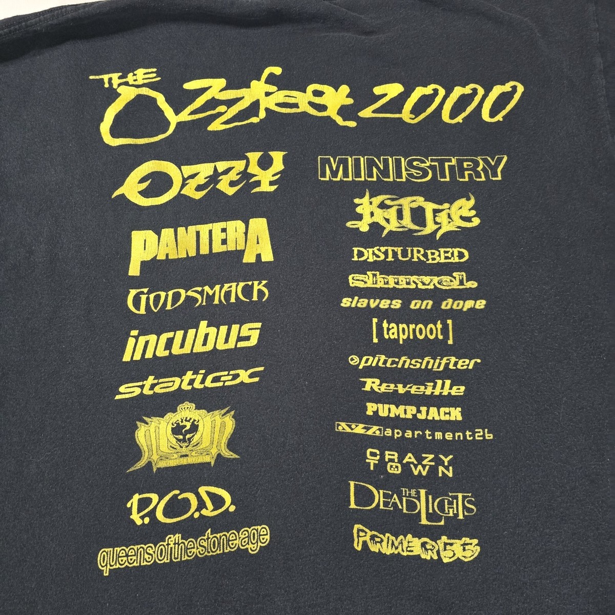 The Ozzfest 2000 Tour T-Shirt Vintage Faded Black Band Size