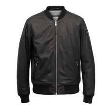 SLEEK BLACK LEATHER BOMBER FOR MEN