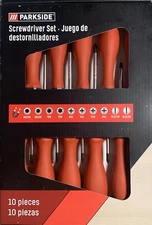 Parkside - 10 Pieces Screwdriver Set - 4 Cross Head/ 2 Slotted/ 2 Star/ 2 Hex