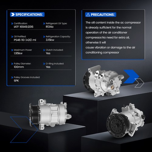 Brand New A/C Air Conditioner Compressor For Dodge Caliber 2007 2008 2.4L 2.0L - Picture 6 of 10