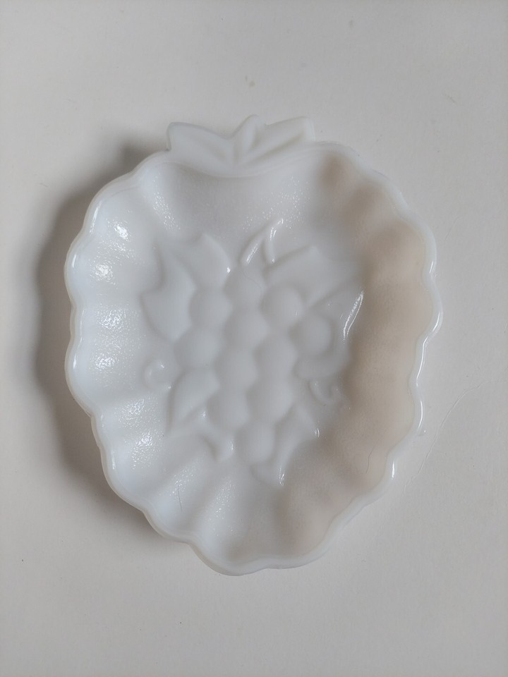 Vintage White Milk Glass Grape Pattern Candy Dish eBay
