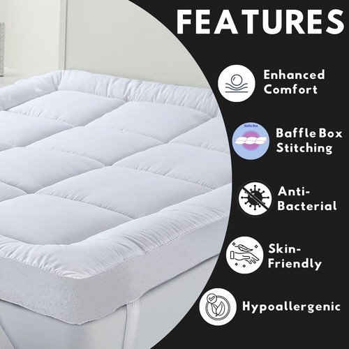 Hotel Quality Mattress Topper 10cm/4Inch Thick Deep Toppers Single Double King - Picture 10 of 40