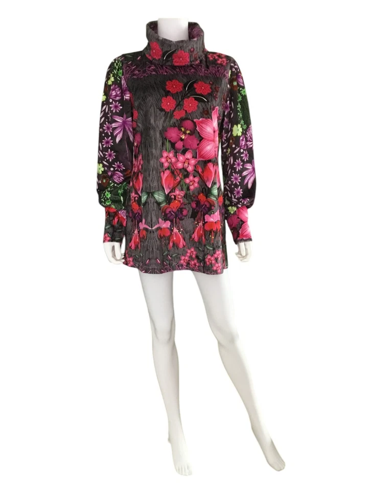 Vestido Custo Barcelona talla 4 Terciopelo Cuello Alto Terciopelo Y2K Bosque Hada Capricho Foto 2 de 4