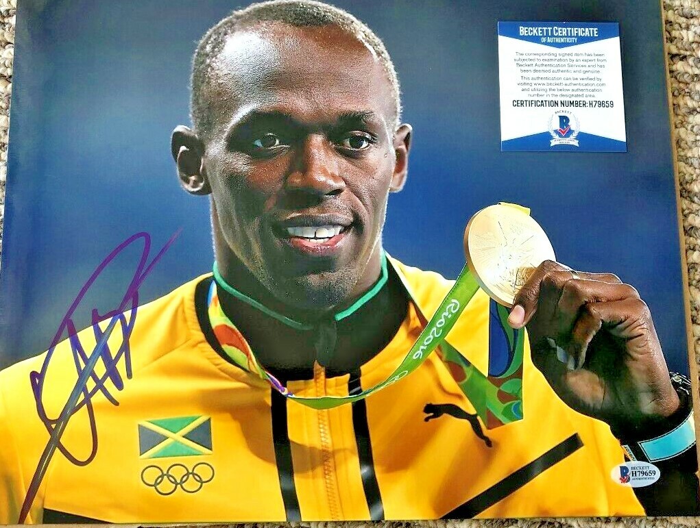 USAIN BOLT SIGNED 11X14 OLYMPICS PHOTO BECKETT CERTIFIED #3 | eBay