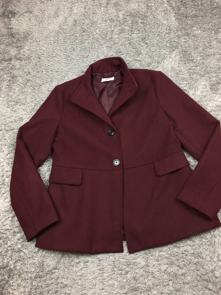 Old Navy Button Up Wool-Feel Jacket Womens Size Large Dark Red Y2K - Image 3 of 4
